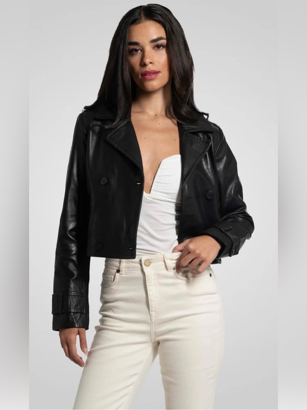 Bod & Christensen MILLIE - CROPPED DOUBLE-BREASTED LEATHER JACKET 🧥
